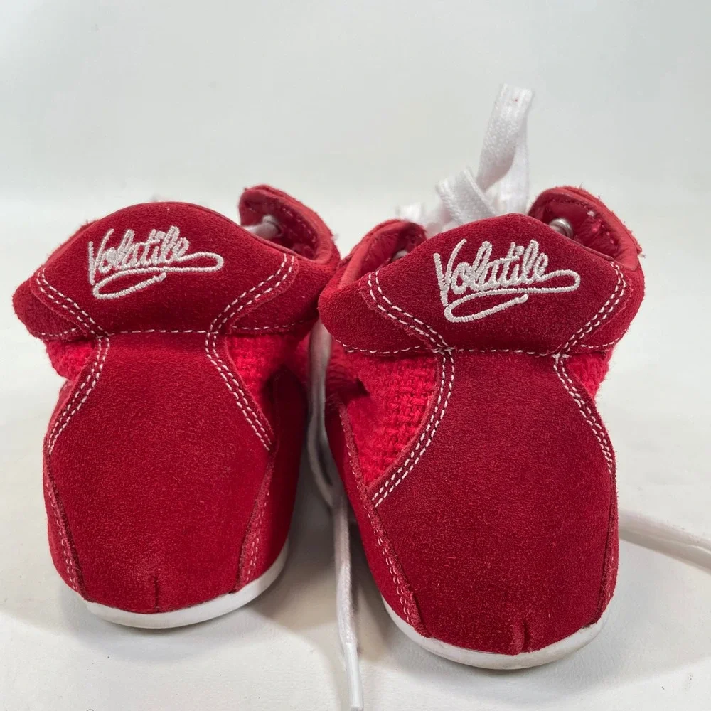 Volatile Womens Red Leather Mid Top Lace Up Sneakers Size 6.5 Y2K Vintage